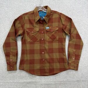 Dixxon Flannel Shirt Womens Small Brown Red Buffalo Plaid The Navajo D Tech